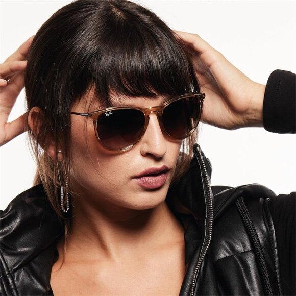 Ray-Ban Sunglasses RB4171 ERIKA 6514/13 Clear Brown Round Frames Brown Lenses main image 5